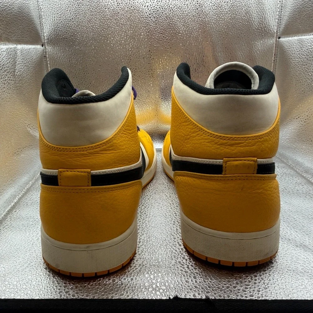 Size 14 Air Jordan 1 Mid SE Lakers Kobe Yellow Purple Mens Sneakers 852542-700